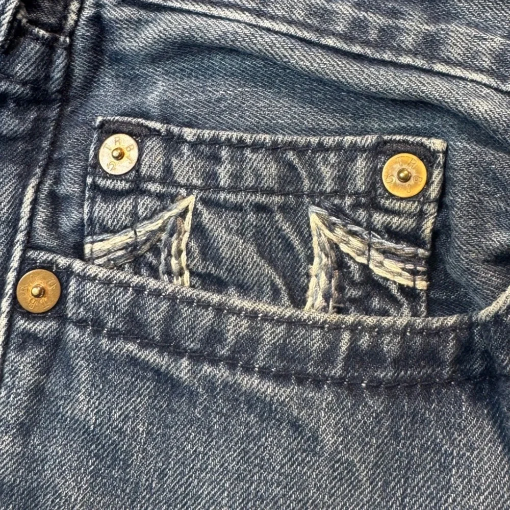 True Religion Ricky Straight Jeans Men 34 Blue Medium Wash Made in USA Horseshoe